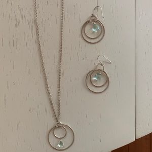 Stella & Dot Silver Set with Turquoise Gem